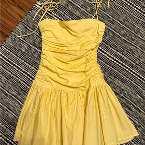 Strapless Yellow Ruched Sundress